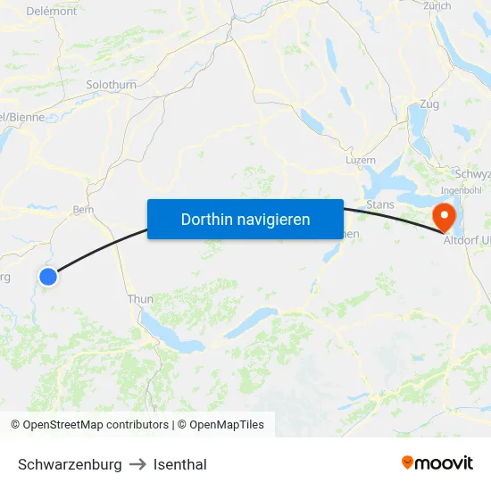 Schwarzenburg to Isenthal map