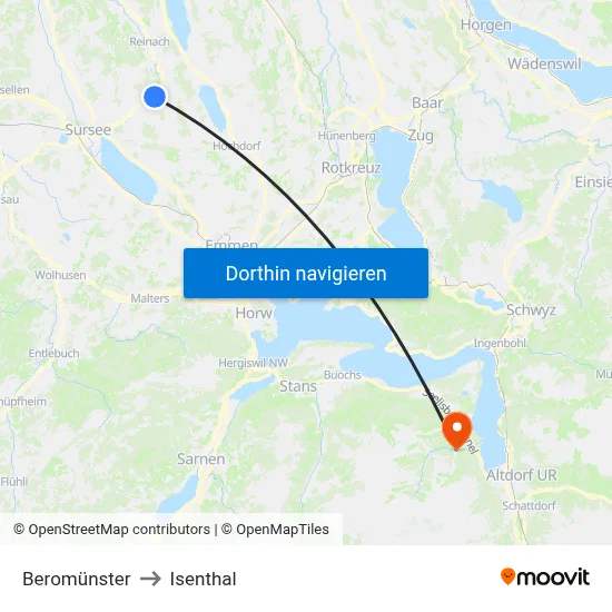 Beromünster to Isenthal map
