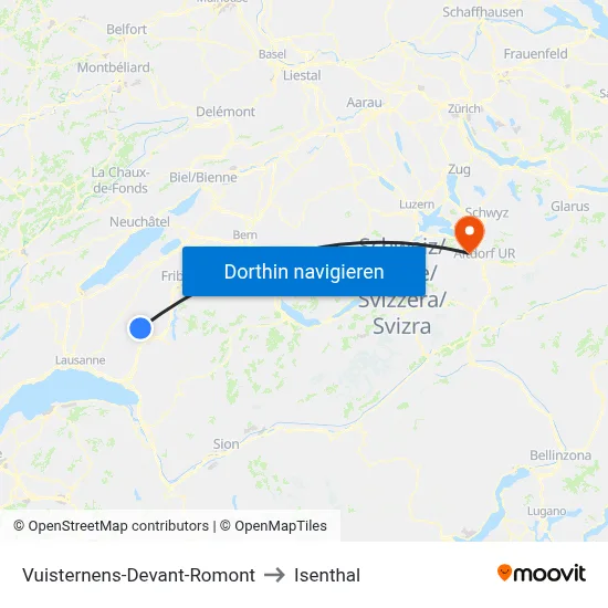 Vuisternens-Devant-Romont to Isenthal map