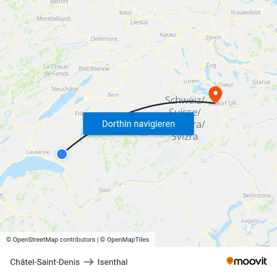 Châtel-Saint-Denis to Isenthal map