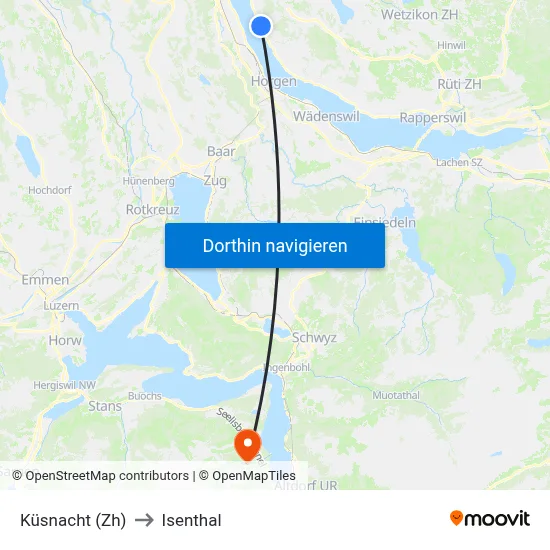 Küsnacht (Zh) to Isenthal map