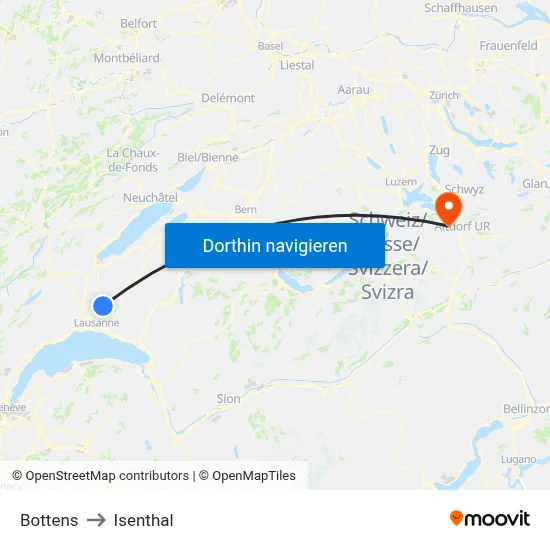 Bottens to Isenthal map