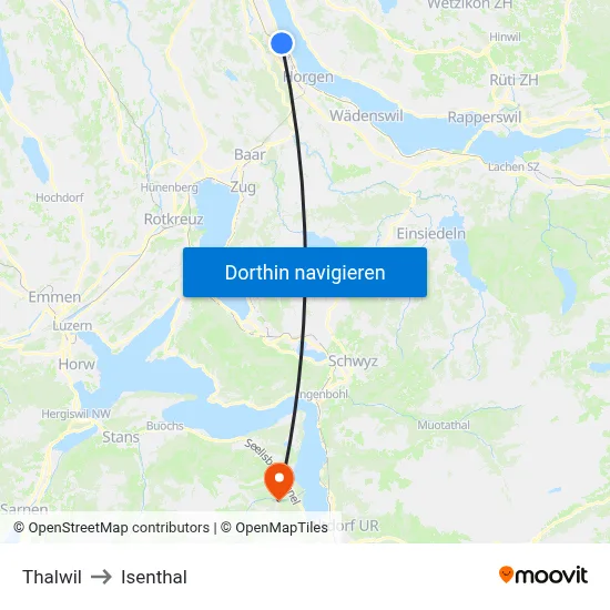 Thalwil to Isenthal map