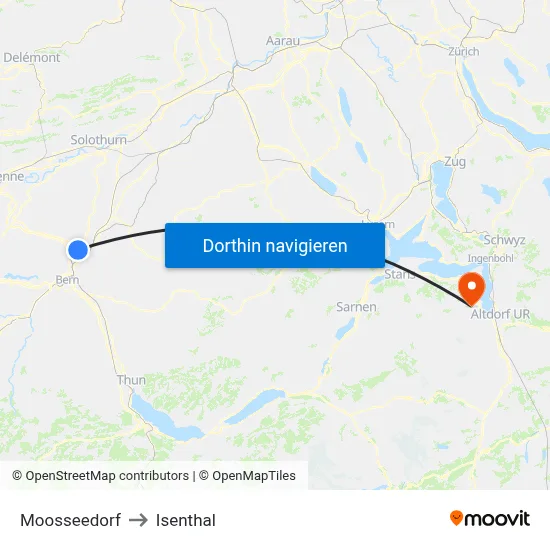 Moosseedorf to Isenthal map