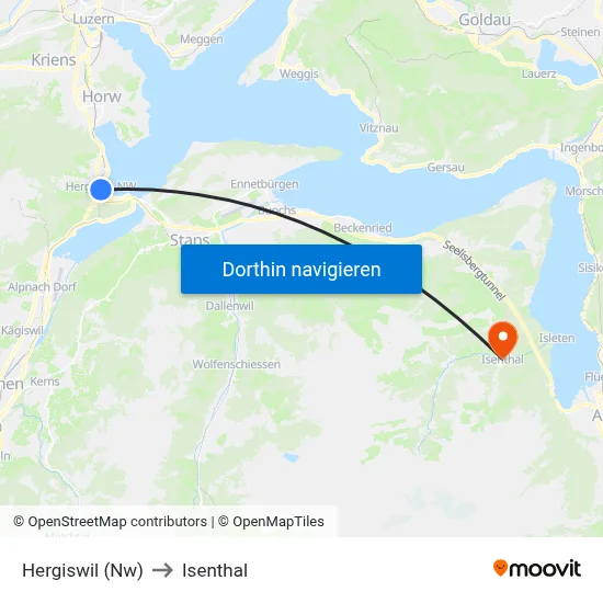 Hergiswil (Nw) to Isenthal map