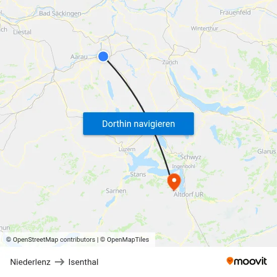 Niederlenz to Isenthal map