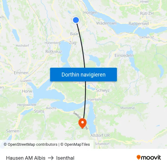 Hausen AM Albis to Isenthal map
