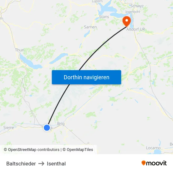 Baltschieder to Isenthal map