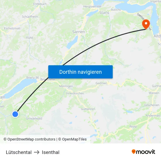 Lütschental to Isenthal map