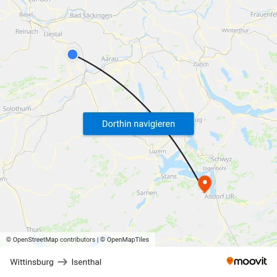 Wittinsburg to Isenthal map