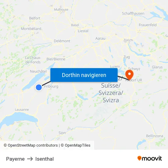 Payerne to Isenthal map