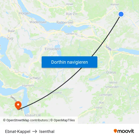 Ebnat-Kappel to Isenthal map