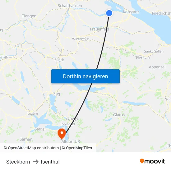 Steckborn to Isenthal map