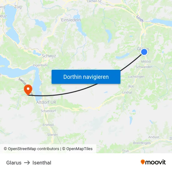 Glarus to Isenthal map