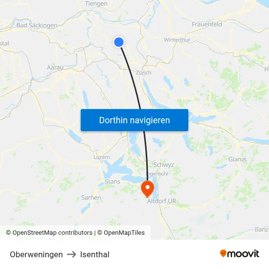 Oberweningen to Isenthal map