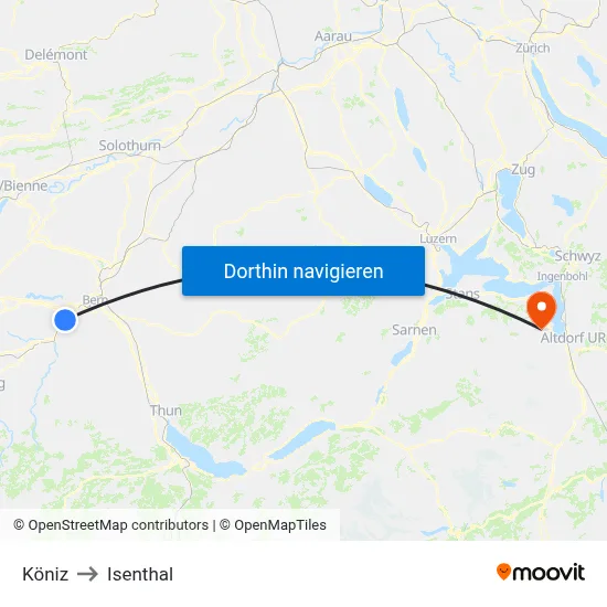 Köniz to Isenthal map