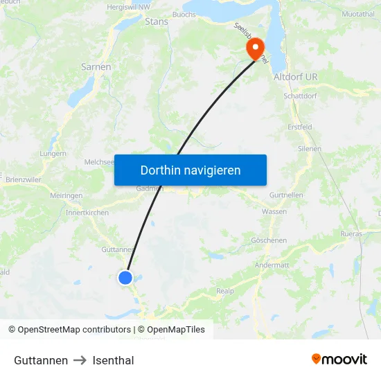 Guttannen to Isenthal map