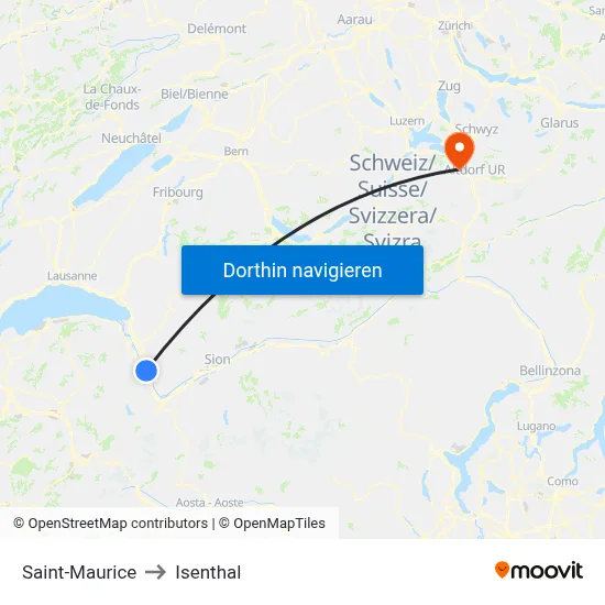 Saint-Maurice to Isenthal map