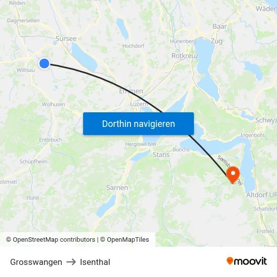 Grosswangen to Isenthal map