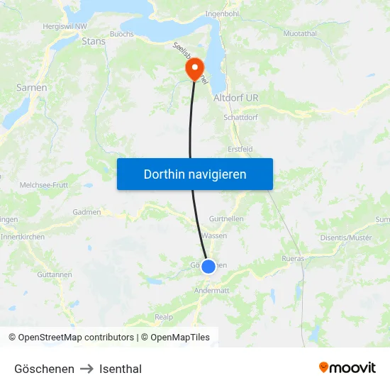 Göschenen to Isenthal map
