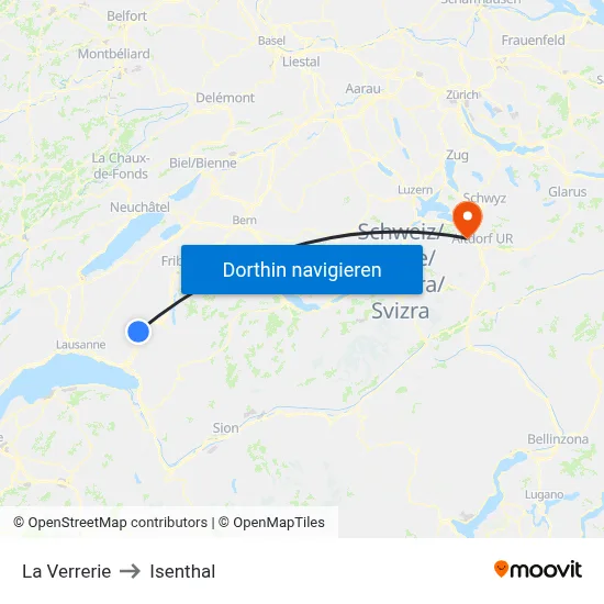 La Verrerie to Isenthal map