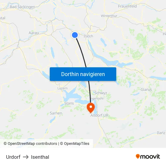 Urdorf to Isenthal map