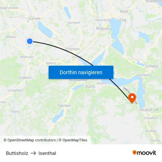 Buttisholz to Isenthal map