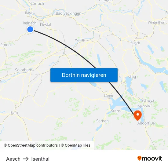 Aesch to Isenthal map