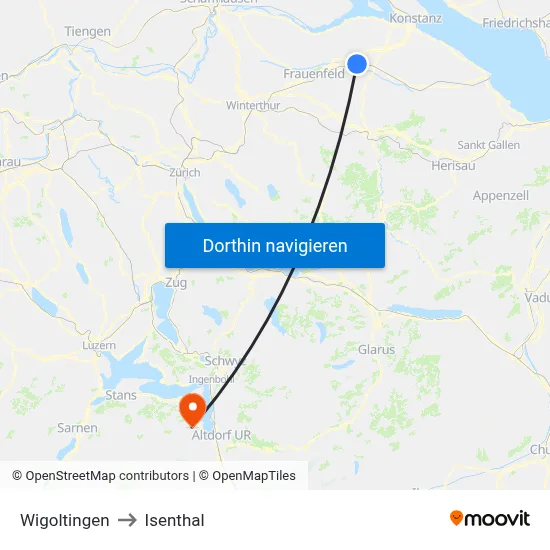 Wigoltingen to Isenthal map