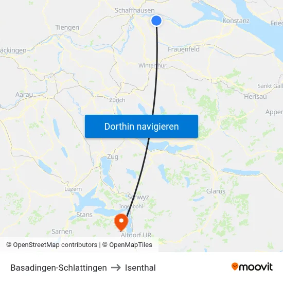 Basadingen-Schlattingen to Isenthal map