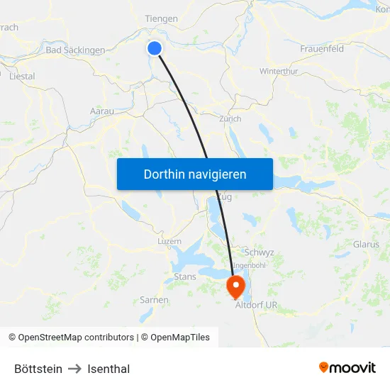 Böttstein to Isenthal map