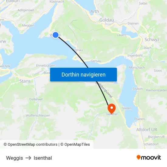 Weggis to Isenthal map