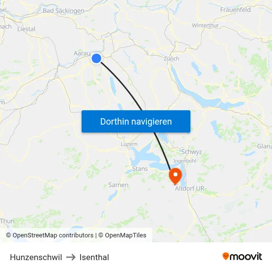 Hunzenschwil to Isenthal map