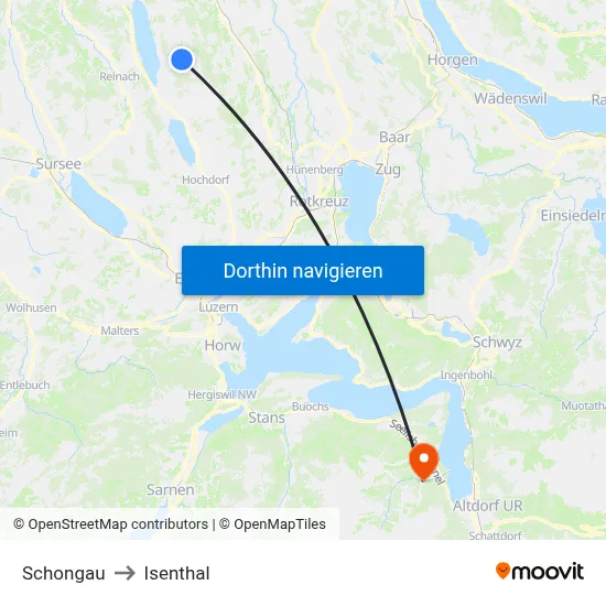 Schongau to Isenthal map