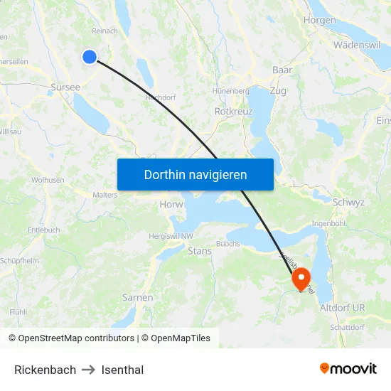 Rickenbach to Isenthal map