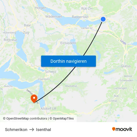 Schmerikon to Isenthal map