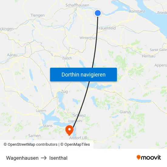 Wagenhausen to Isenthal map