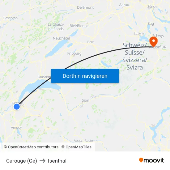 Carouge (Ge) to Isenthal map