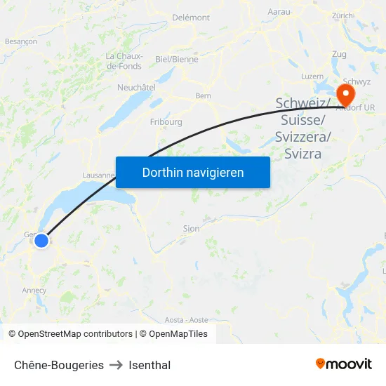 Chêne-Bougeries to Isenthal map