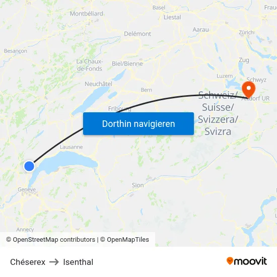 Chéserex to Isenthal map