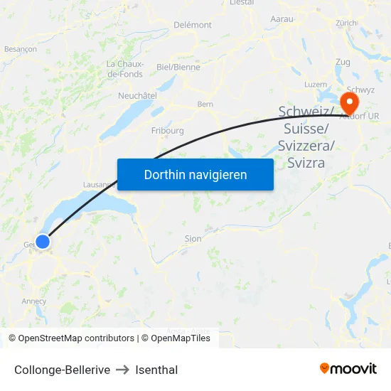 Collonge-Bellerive to Isenthal map