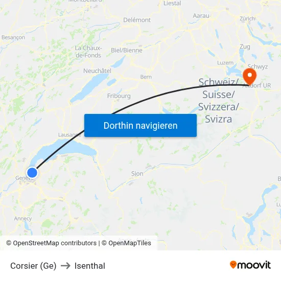 Corsier (Ge) to Isenthal map