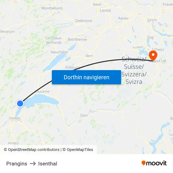 Prangins to Isenthal map