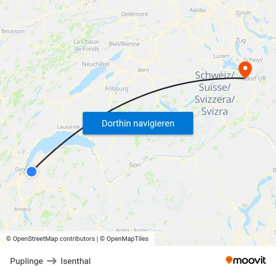 Puplinge to Isenthal map