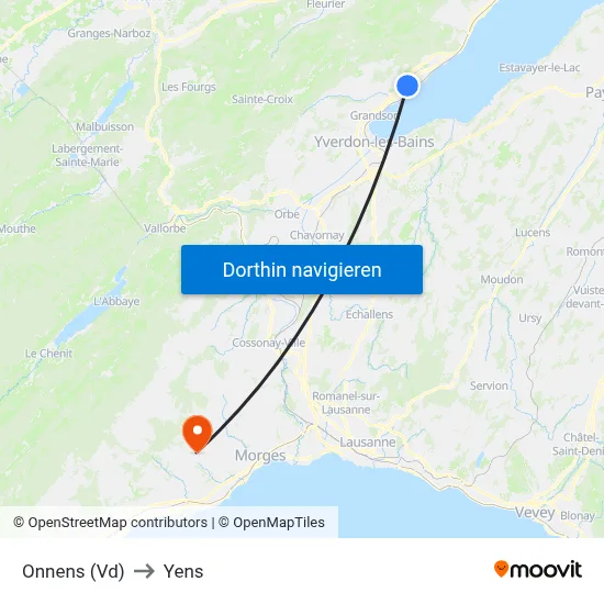 Onnens (Vd) to Yens map