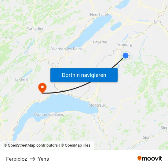 Ferpicloz to Yens map