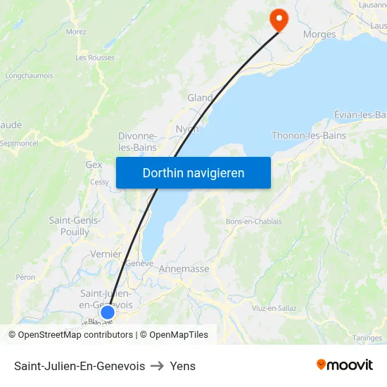 Saint-Julien-En-Genevois to Yens map