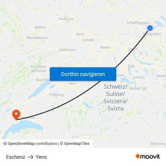 Eschenz to Yens map