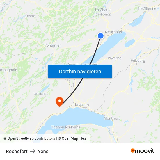 Rochefort to Yens map