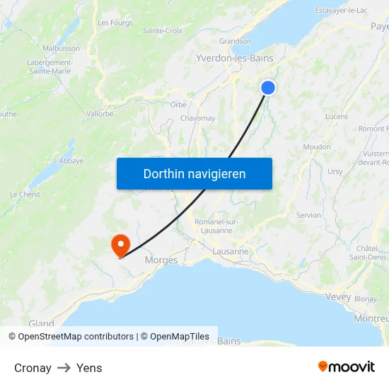 Cronay to Yens map